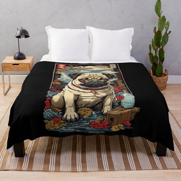 Item preview, Pug Dog In Vintage Japan Sake Art designed and sold by LuminOrb.
