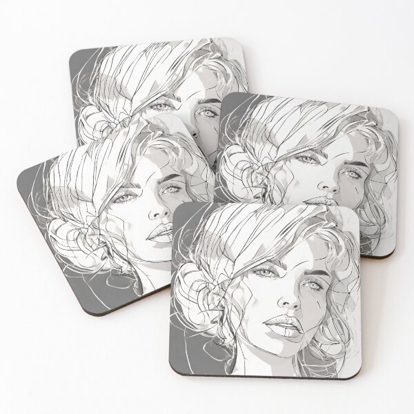 Item preview, Monochrome Mastery: Abstract Portrait Line Art in Black & White - Romy designed and sold by BPMagic.