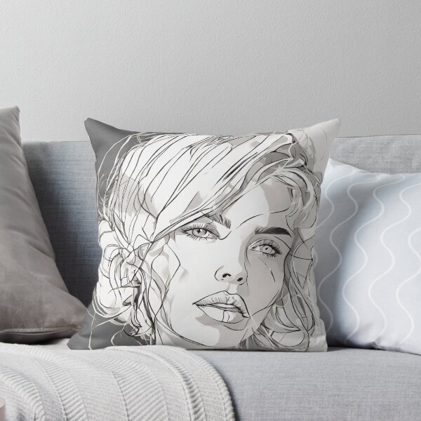 Item preview, Monochrome Mastery: Abstract Portrait Line Art in Black & White - Romy designed and sold by BPMagic.