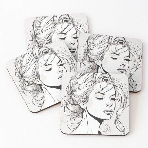Item preview, Monochrome Mastery: Abstract Portrait Line Art in Black & White - Roxi designed and sold by BPMagic.