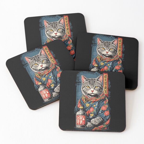 Item preview, Cat In Japanese Sake Poster Vintage Art designed and sold by LuminOrb.