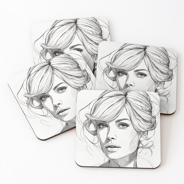 Item preview, Monochrome Mastery: Abstract Portrait Line Art in Black & White - Nala designed and sold by BPMagic.