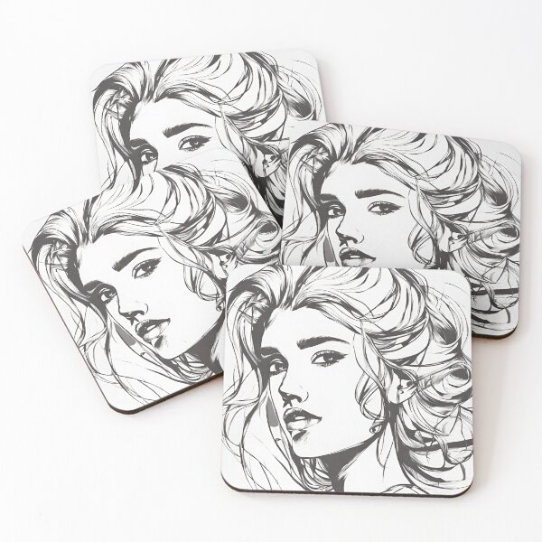 Item preview, Monochrome Mastery: Abstract Portrait Line Art in Black & White - Nalia designed and sold by BPMagic.