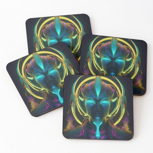 Item preview, bioluminescent neon fantasy god designed and sold by Artful Dreams.