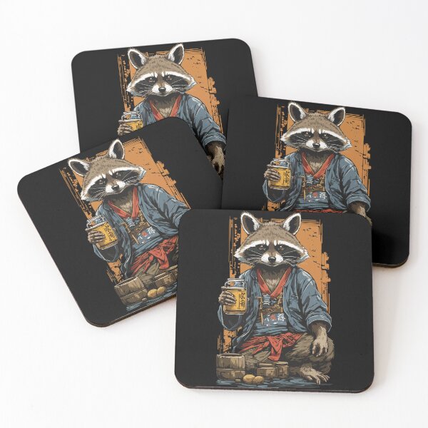 Item preview, Raccoon Japanese Sake Vintage Kanji Art designed and sold by LuminOrb.