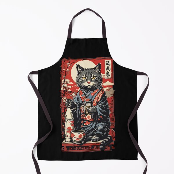 Item preview, Cat Japanese Sake Vintage Art designed and sold by LuminOrb.