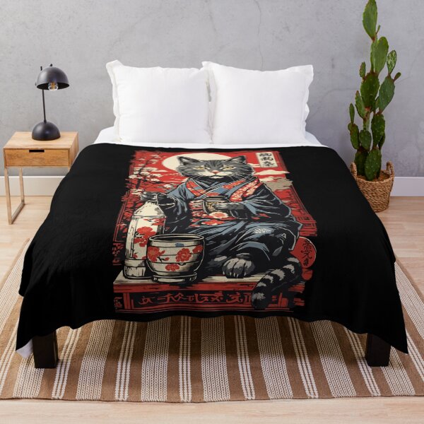 Item preview, Cat Japanese Sake Vintage Art designed and sold by LuminOrb.