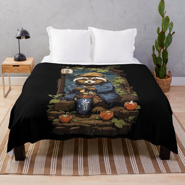 Item preview, Raccoon Dog Japanese Sake Art Retro Style designed and sold by LuminOrb.