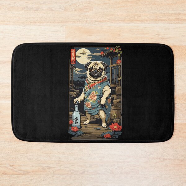 Item preview, Funny Pug Dog Vintage Japan Sake Art Design designed and sold by LuminOrb.