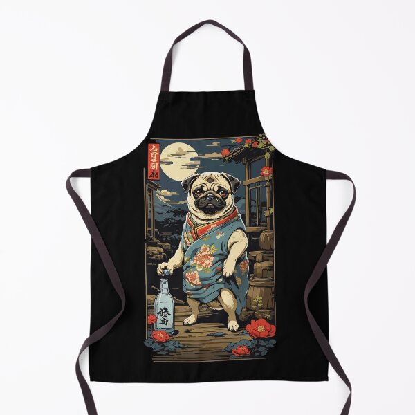 Item preview, Funny Pug Dog Vintage Japan Sake Art Design designed and sold by LuminOrb.