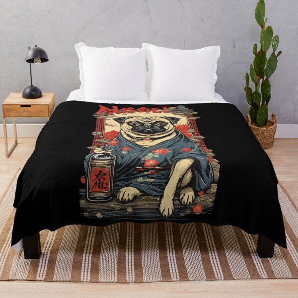 Item preview, Pug Dog Japanese Sake Vintage Art designed and sold by LuminOrb.