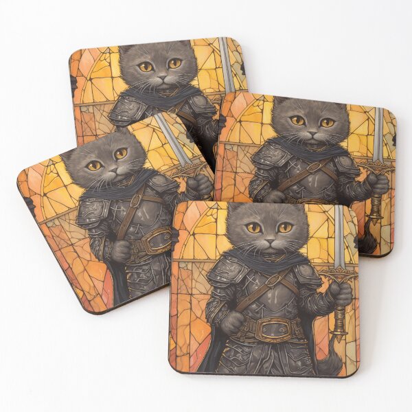 Item preview, KNIGHT - DARK FANTASY ART STYLE CAT KNIGHT designed and sold by VistaThreadsCo.
