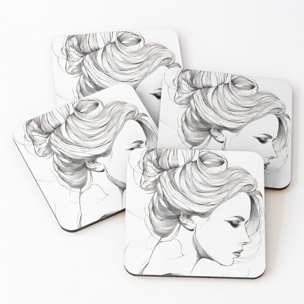 Item preview, Monochrome Mastery: Abstract Portrait Line Art in Black & White - Naomi designed and sold by BPMagic.