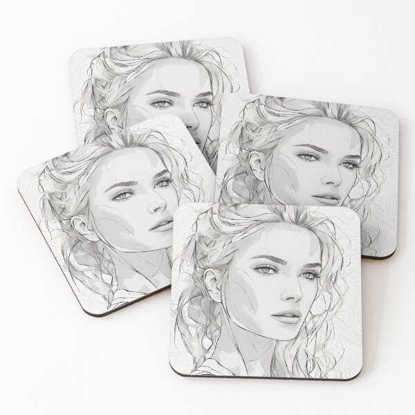 Item preview, Monochrome Mastery: Abstract Portrait Line Art in Black & White - Nina designed and sold by BPMagic.