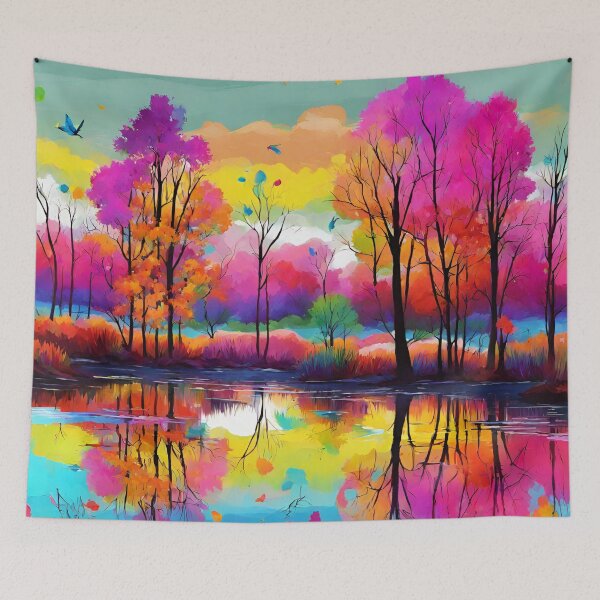 Item preview, Colorful lake painting designed and sold by MyCraftForYOU.