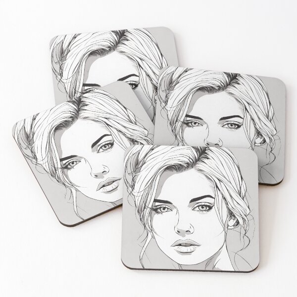 Item preview, Monochrome Mastery: Abstract Portrait Line Art in Black & White - Taiga designed and sold by BPMagic.