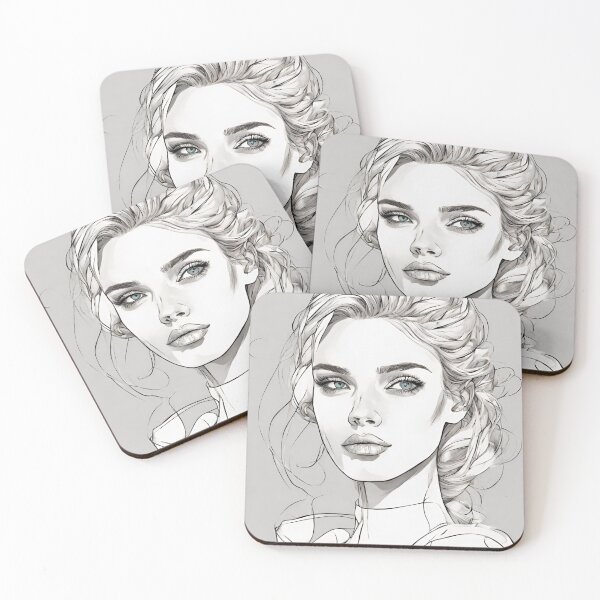 Item preview, Monochrome Mastery: Abstract Portrait Line Art in Black & White - Tessa designed and sold by BPMagic.