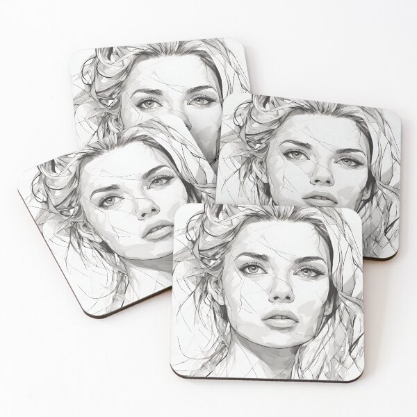 Item preview, Monochrome Mastery: Abstract Portrait Line Art in Black & White - Thekla designed and sold by BPMagic.