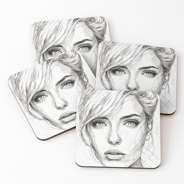 Item preview, Monochrome Mastery: Abstract Portrait Line Art in Black & White - Thérèse designed and sold by BPMagic.