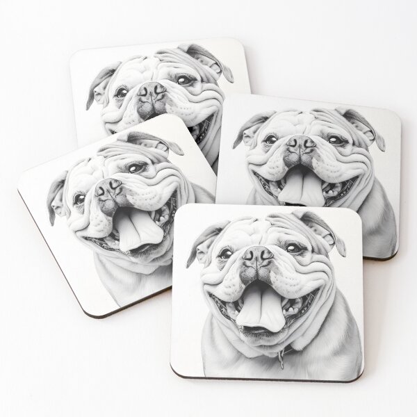 Item preview, Black and white bulldog pencil drawing designed and sold by Pencil-Art.