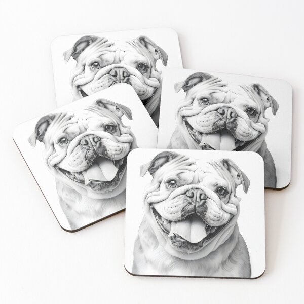 Item preview, Black and white bulldog pencil drawing designed and sold by Pencil-Art.
