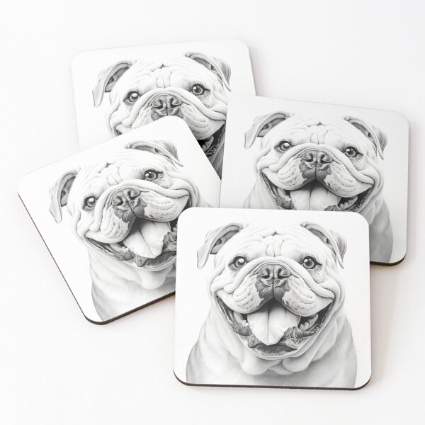 Item preview, Black and white bulldog pencil drawing designed and sold by Pencil-Art.