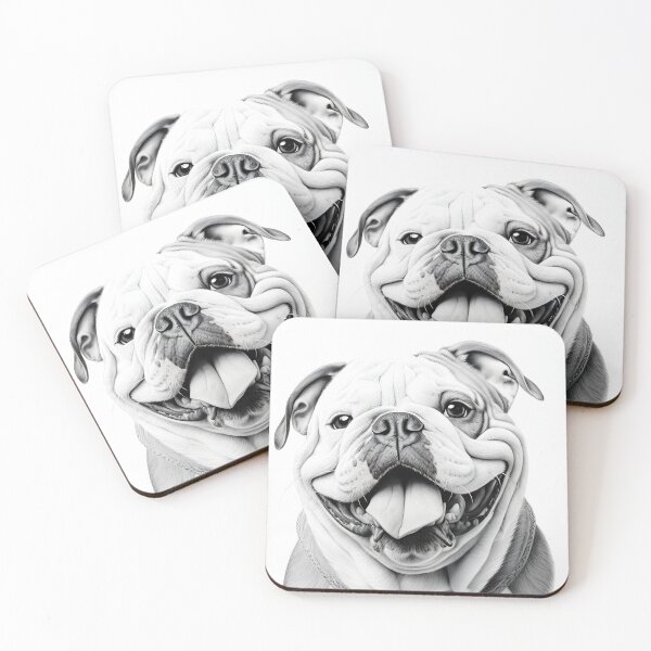 Item preview, Black and white bulldog pencil drawing designed and sold by Pencil-Art.