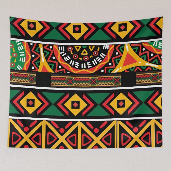 Item preview, AFRICAN PRINT ORANGE GREEN BLACK YELLOW designed and sold by wildwhimsical.