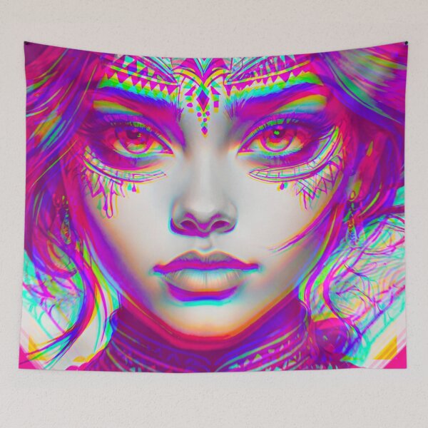 Item preview, Fluid Elegance: Woman’s Portrait with Blue Motion Blur Overlay designed and sold by GrizzlyCollective.