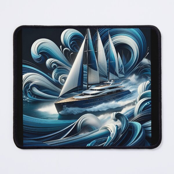 Item preview, Oceanic Elegance Abstract Yacht in Blue designed and sold by ByDigitalDream.