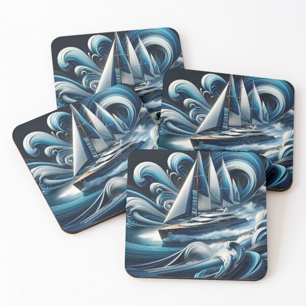 Item preview, Oceanic Elegance Abstract Yacht in Blue designed and sold by ByDigitalDream.