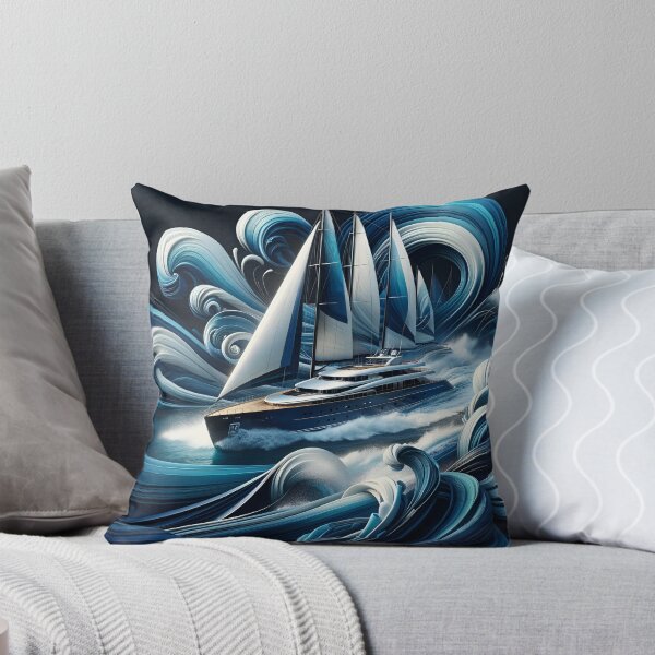 Item preview, Oceanic Elegance Abstract Yacht in Blue designed and sold by ByDigitalDream.