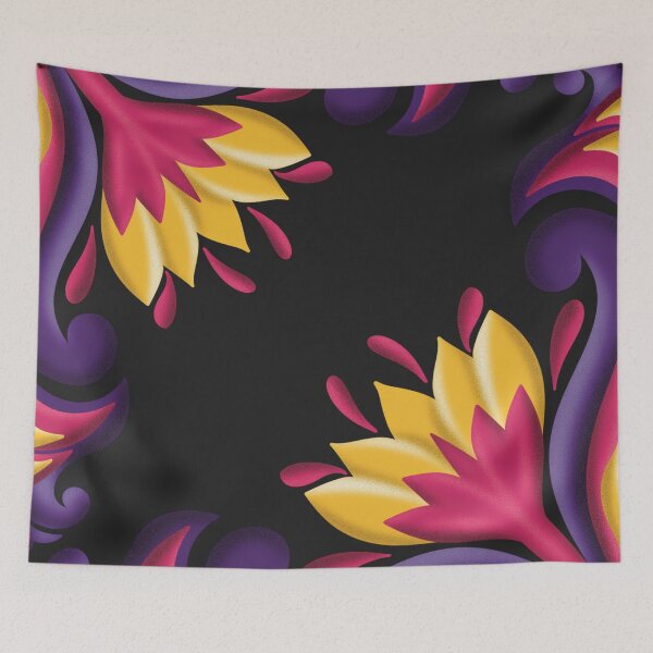 Item preview, VIBRANT FLORAL PINK PURPLE YELLOW  designed and sold by wildwhimsical.