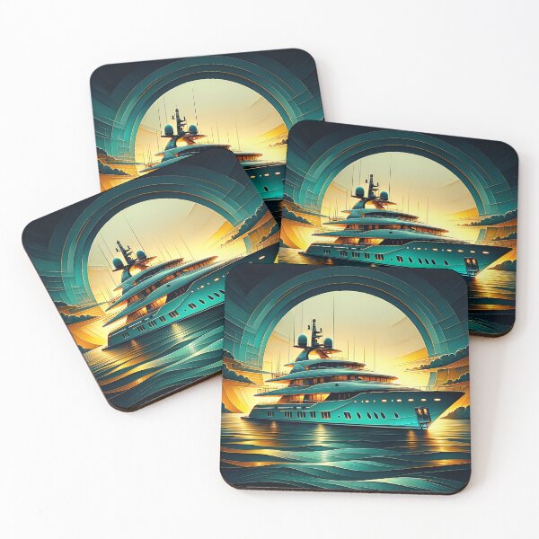 Item preview, Aqua Sunset: Exclusive Yacht in Abstract designed and sold by ByDigitalDream.