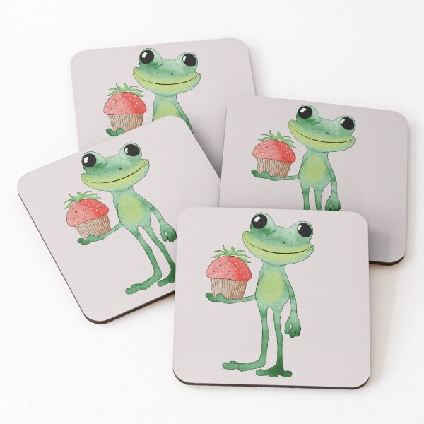 Item preview, Happy, funny frog with strawberry muffin designed and sold by Znikoma.