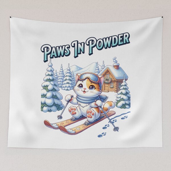 Item preview, Cat skiing - Paws in powder designed and sold by JansenGS.