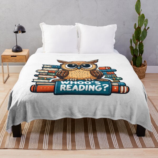 Item preview, Owl with books "Whoo's Reading" designed and sold by Irbisinthebox.
