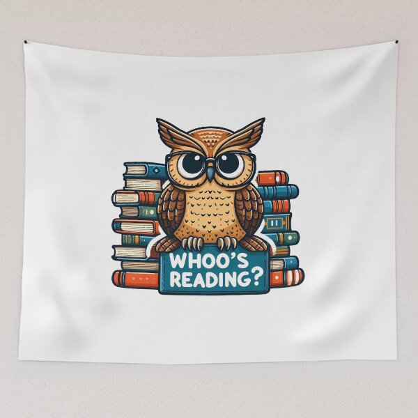 Item preview, Owl with books "Whoo's Reading" designed and sold by Irbisinthebox.