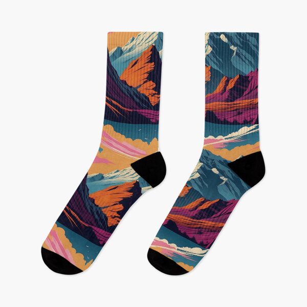 Item preview, Whimsical Twilight on Stylized Alpine Peaks designed and sold by ArtComixHaven.