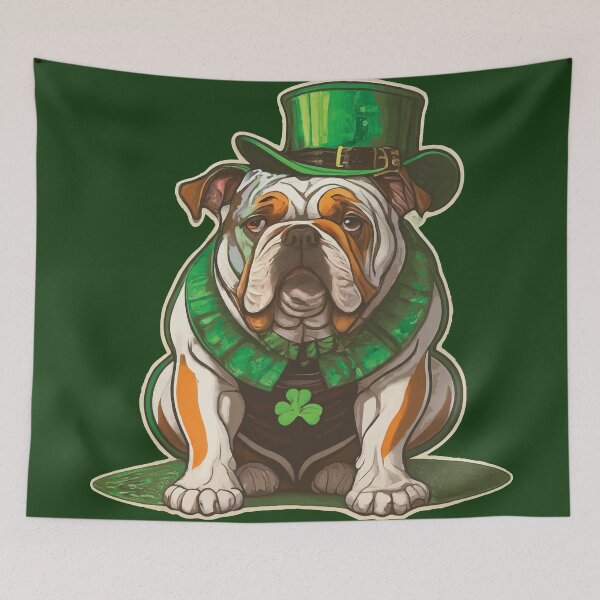 Item preview, St. Patrick's Day bulldog lucky charm designed and sold by Feline Rockstars.