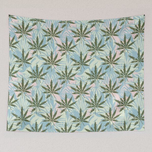 Item preview, Hemp Plant with Pink in a Pattern - Minimalist - Vintage Retro Style designed and sold by Loving Nature Gifts.