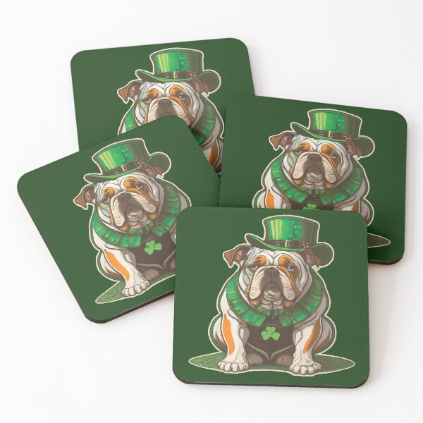 Item preview, St. Patrick's Day bulldog lucky charm designed and sold by Feline Rockstars.