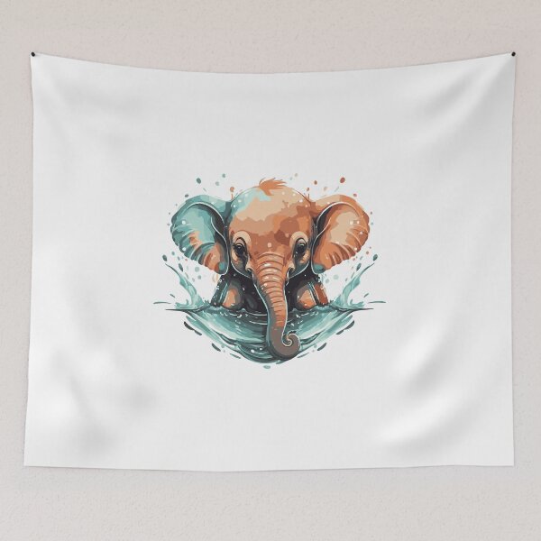 Item preview, Elephant: Swimming in Still Waters - Watercolor Effect designed and sold by StellarValor.