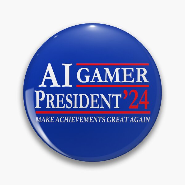 Item preview, AI Gamer President 2024: Achievements and Deep Fake Unite designed and sold by electrovista.