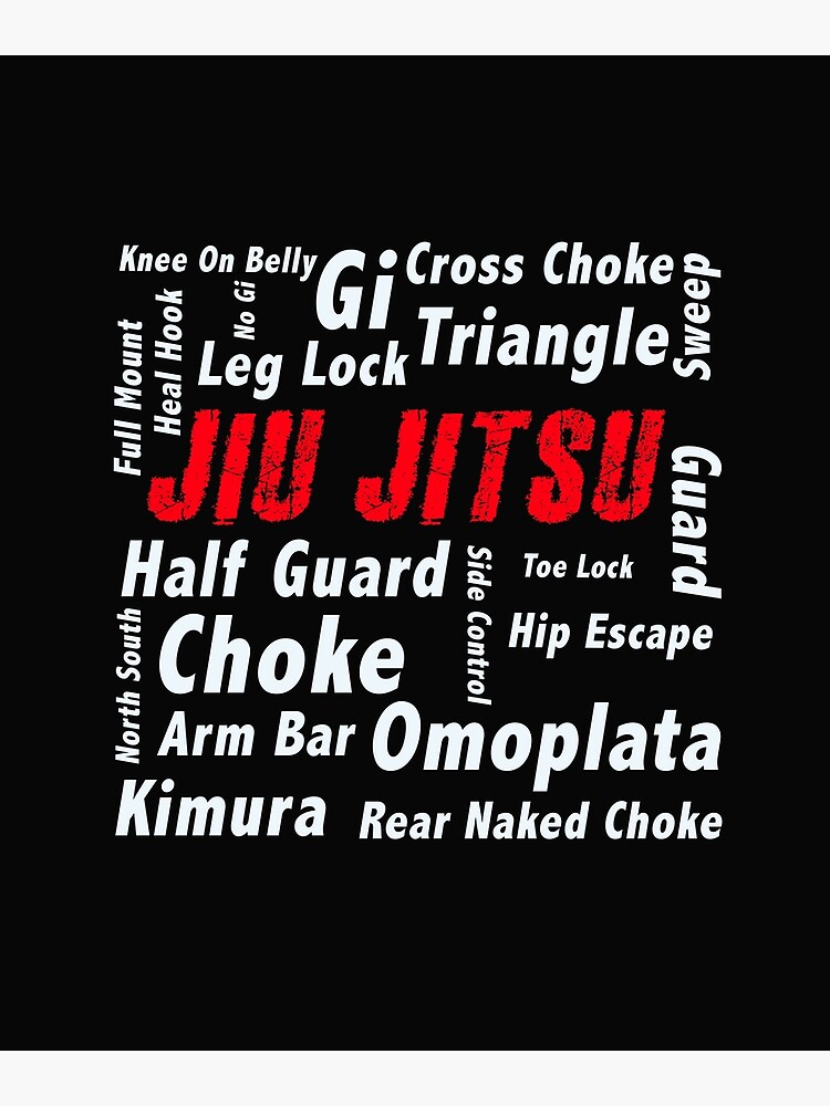 "JiuJitsu Word Cloud BJJ Terms" Poster by TmoT Redbubble