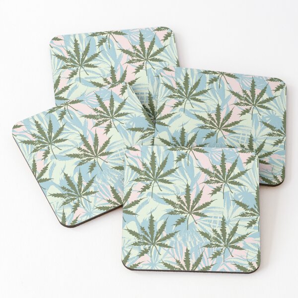 Item preview, Hemp Plant with Pink in a Pattern - Minimalist - Vintage Retro Style designed and sold by Loving Nature Gifts.