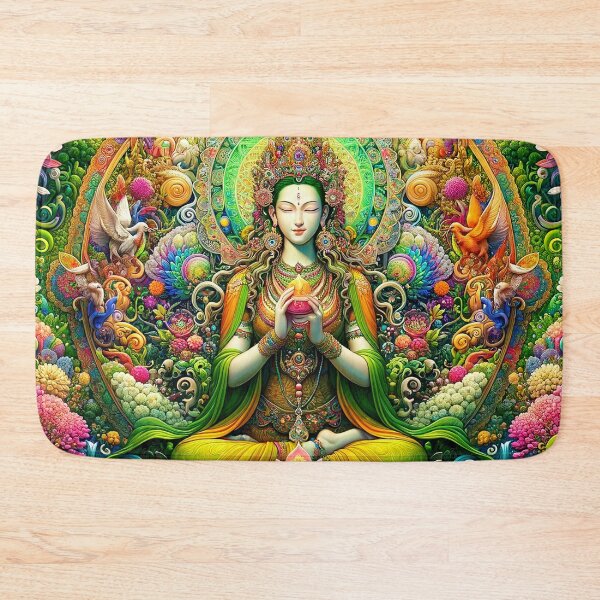 Item preview, Green Tara Spring Psychedelic Floral Fractal Mandala 2 designed and sold by GuyBlank.