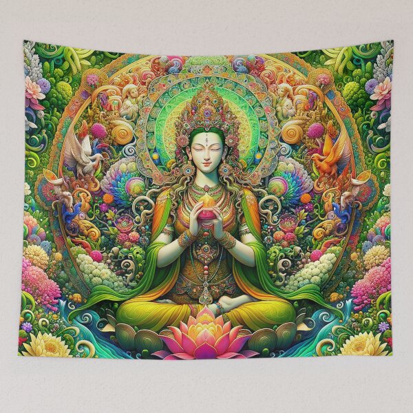 Item preview, Green Tara Spring Psychedelic Floral Fractal Mandala 2 designed and sold by GuyBlank.