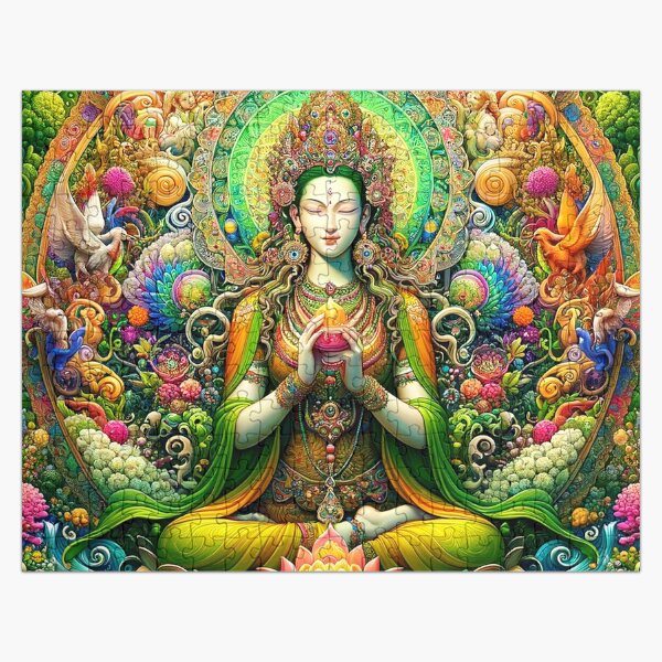 Item preview, Green Tara Spring Psychedelic Floral Fractal Mandala 2 designed and sold by GuyBlank.