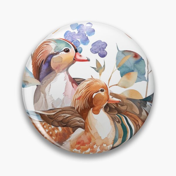 Item preview, Botanical Watercolor Loving Couple Mandarin Ducks Pattern designed and sold by Estrakingdom.